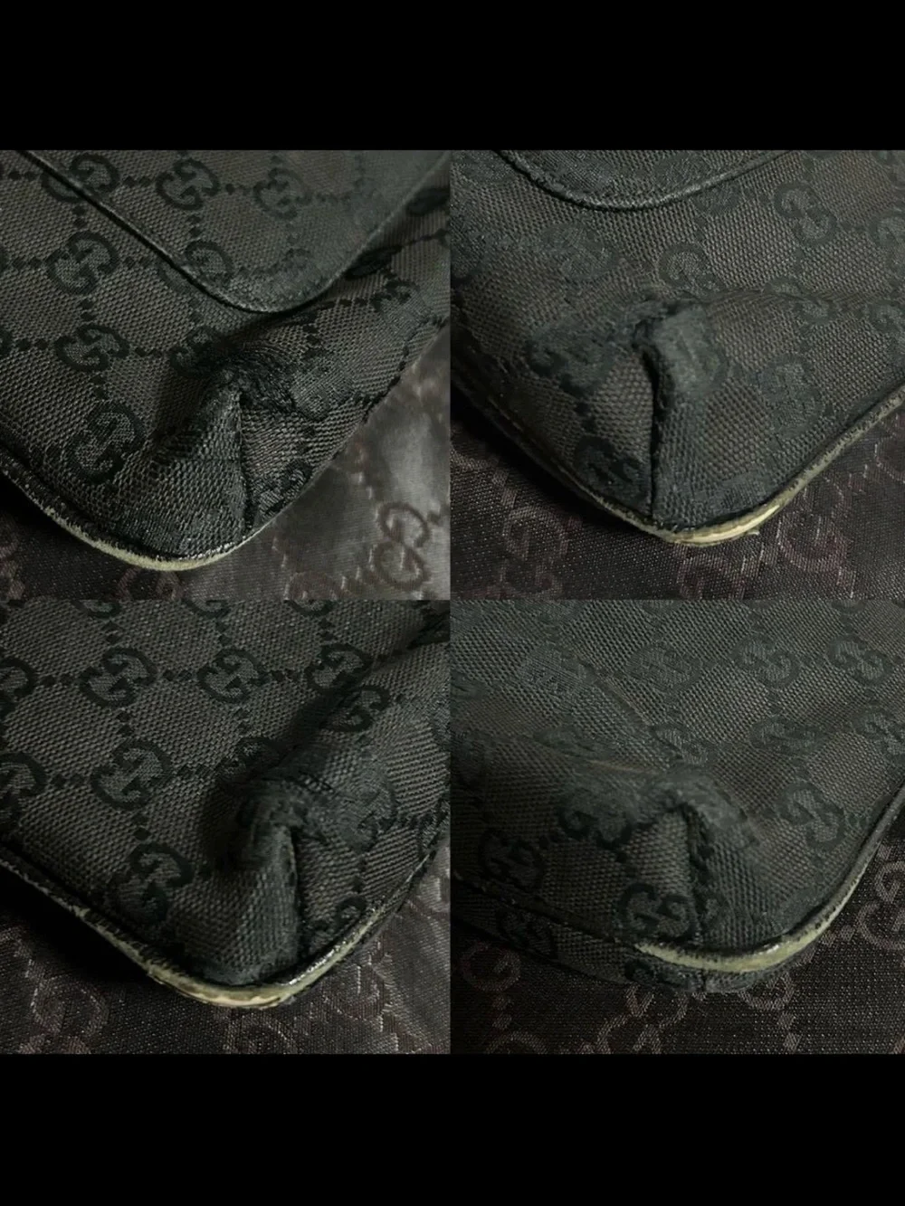 Gucci Black GG Monogram Messenger Shoulder Bag